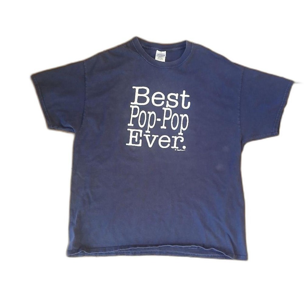 Gildan Best Pop-Pop Ever T-Shirt Mens XL Navy Blue Graphic Short Sleeve Tee